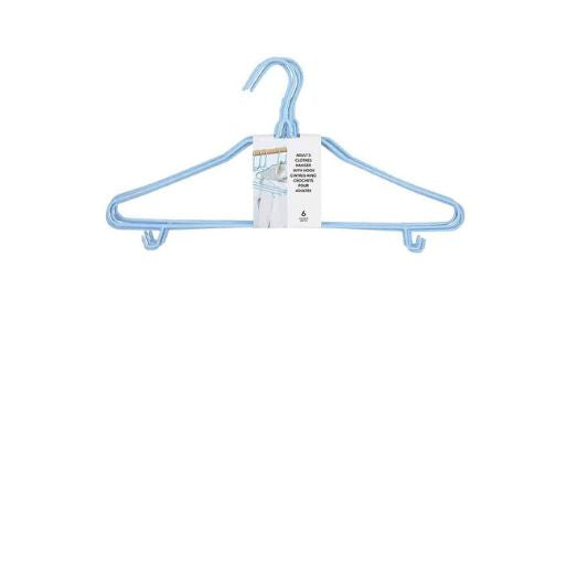 Adult Clothes Hanger Set with Hook – 6 Pcs Blue Plastic Hangers | WBM MART