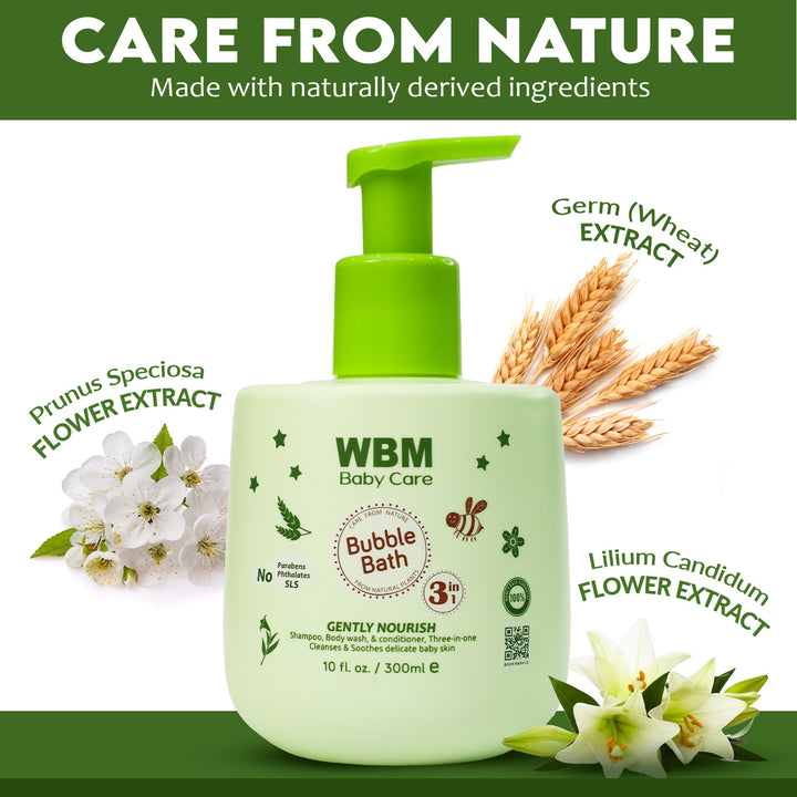 3 in 1 Baby Bubble Bath - 300 ml | WBM Baby Care