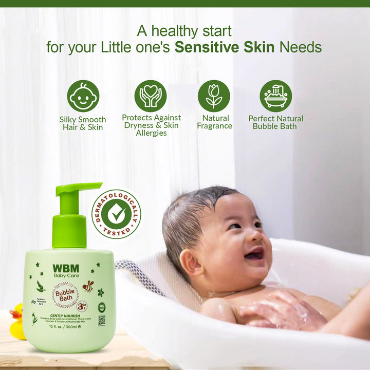 3 in 1 Baby Bubble Bath - 300 ml | WBM Baby Care
