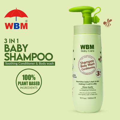 Baby 3-in-1 Baby Shampoo, Body Wash & Conditioner - 300 ml | WBM Baby Care