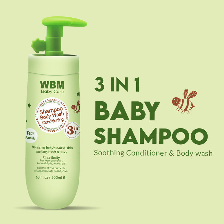 Baby 3-in-1 Baby Shampoo, Body Wash &amp; Conditioner - 300 ml | WBM Baby Care