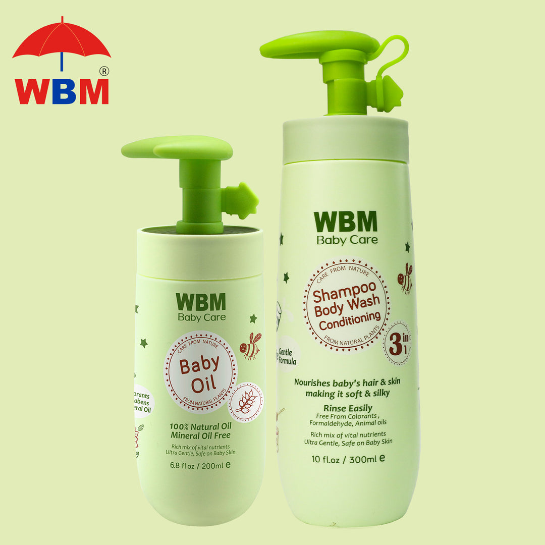 Baby Care Hair Duo | Baby Oil &amp; 3 in 1 Baby Shampoo | WBM Baby Care