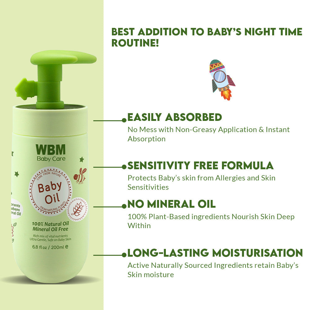 Baby Care Hair Duo | Baby Oil &amp; 3 in 1 Baby Shampoo | WBM Baby Care