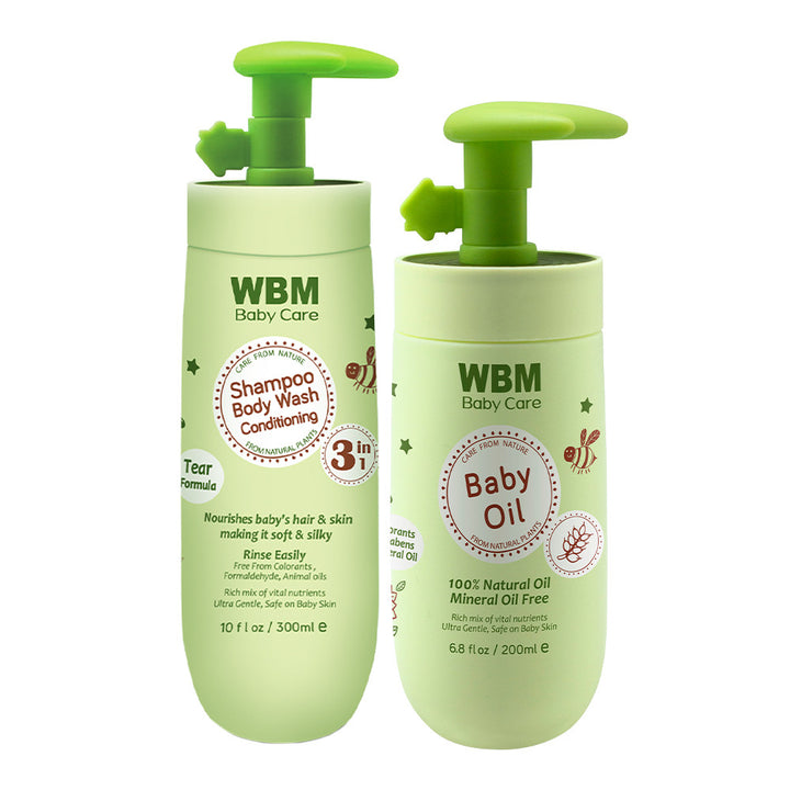 Baby Care Hair Duo | Baby Oil &amp; 3 in 1 Baby Shampoo | WBM Baby Care
