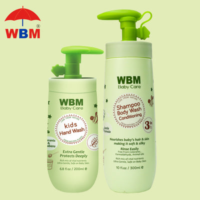 (Pack of 2) Baby Care Set | 3 IN 1 Baby Shampoo, Body wash, Conditioner & Kids Hand Wash | WBM Baby Care