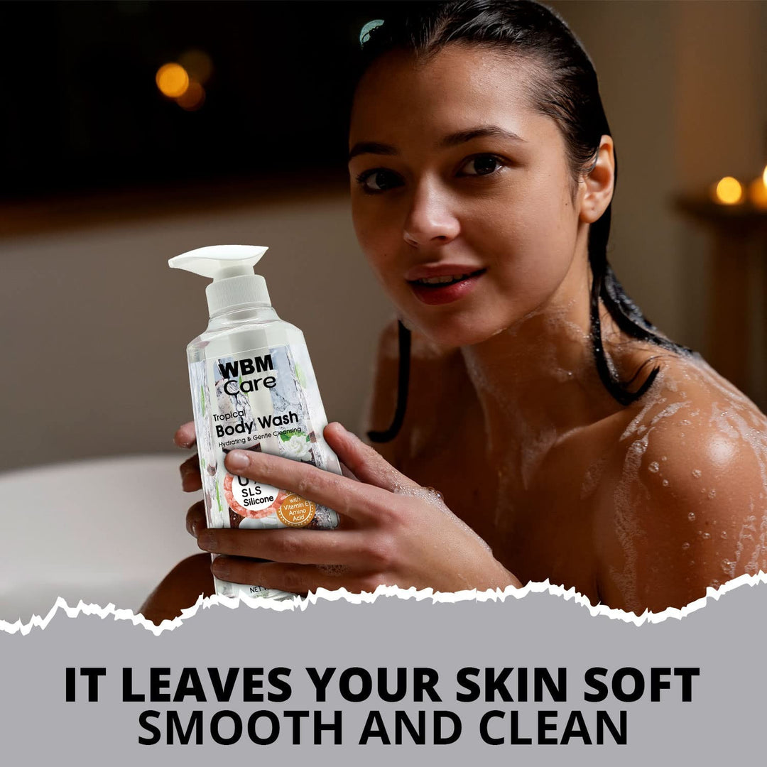 Body Wash Coconut &amp; Jasmine (500 ml) with Bath Ball Golden Beach | WBM Care