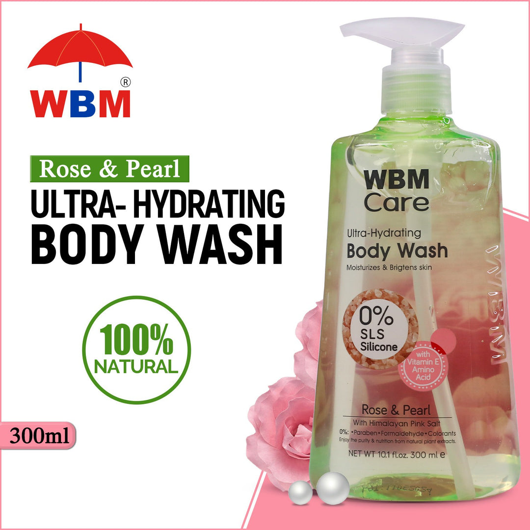 Body Wash Rose &amp; Pearl (300 ml) with Bath Ball Aegean Sea | WBM Care