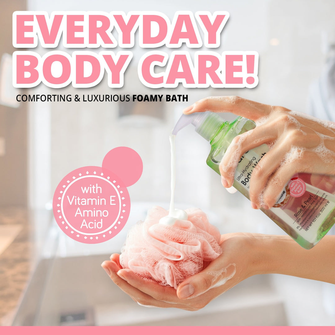 Body Wash Rose &amp; Pearl (300 ml) with Bath Ball Aegean Sea | WBM Care