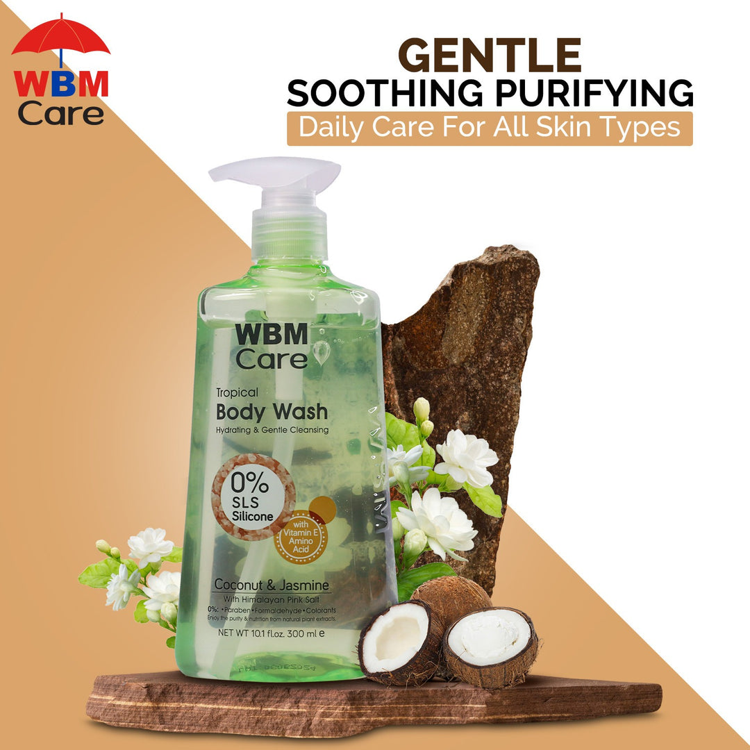 Body Wash Coconut &amp; Jasmine (300 ml) with Bath Ball Golden Beach WBM Care