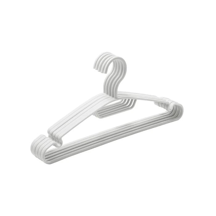 Anti-Slip Clothes Hanger Set – 5 Pcs White Velvet Finish | WBM MART