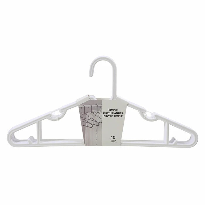 Simple Cloth Hanger Set – 10 Pcs White Space Saving Wardrobe Hangers | WBM MART