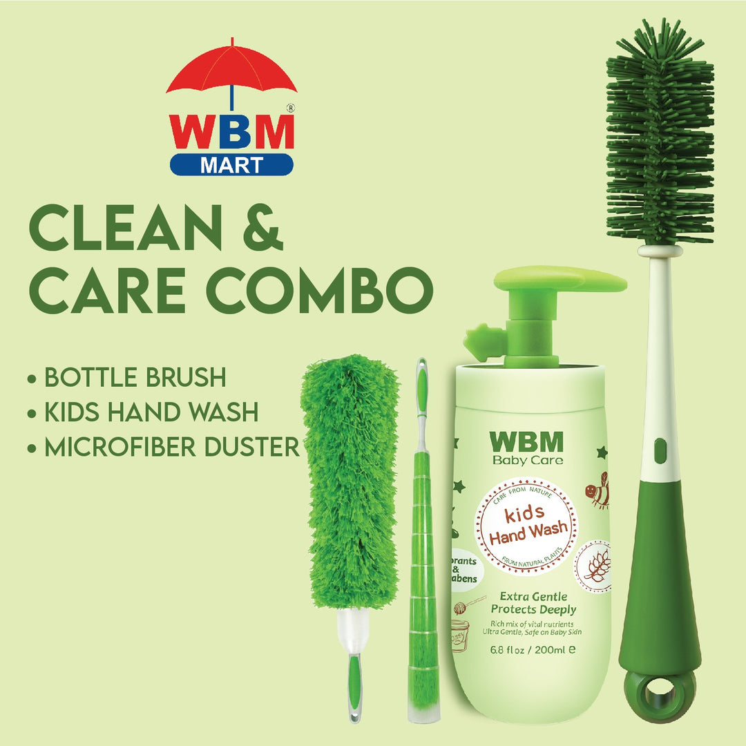 WBM Baby Cleaning &amp; Hygiene Kit – Bottle Brush, Hand Wash &amp; Duster