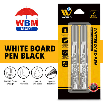 White Board Pen Black - 2 Pcs | WBM World