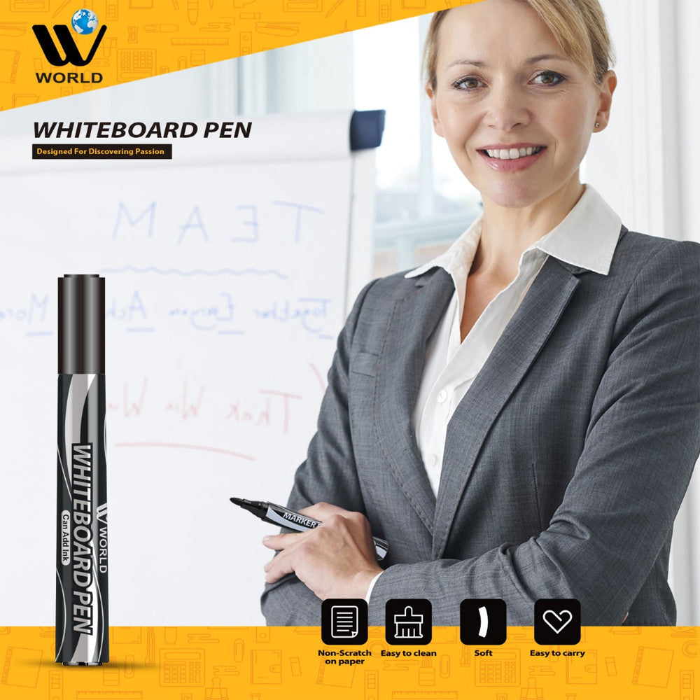 White Board Pen Black - 2 Pcs | WBM World