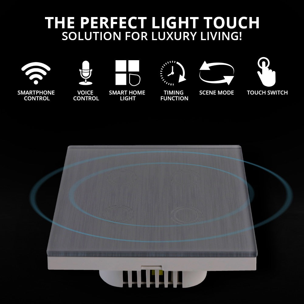 Wi-Fi Touch Control Switch, 4 Gang size, 4 Buttons | WBM Smart