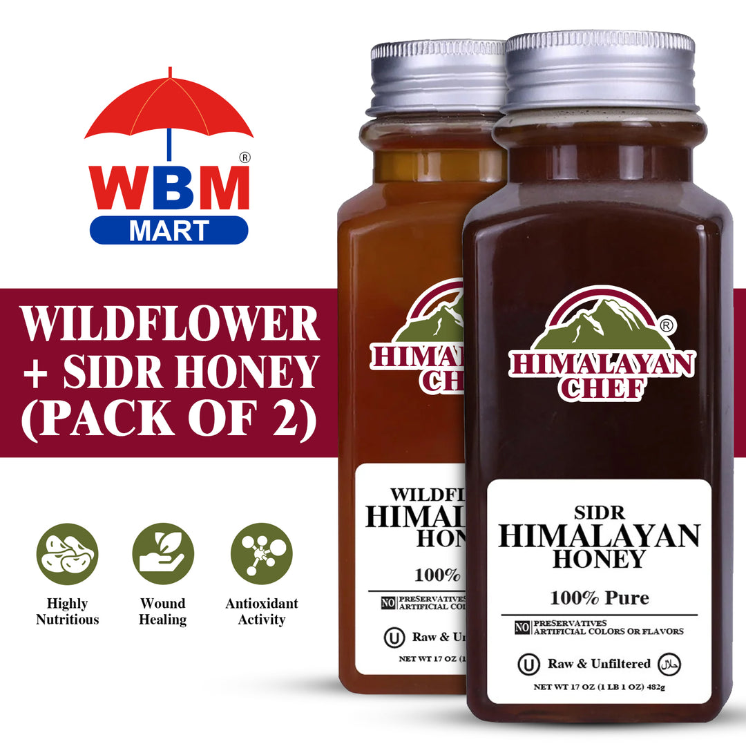 (Pack of 2) Wildflower + Sidr Honey - 2 lbs (960g) | Himalayan Chef