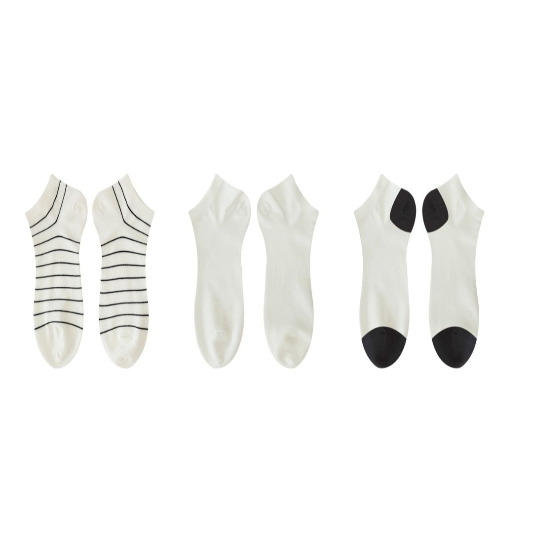 Women’s White Ankle Socks Cotton Blend Pack of 3 | WBM MART