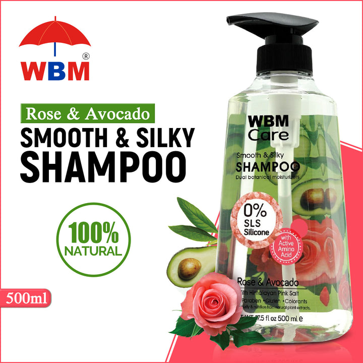 Smooth &amp; Silky Shampoo with Rose &amp; Avocado - 500 ml | WBM Care