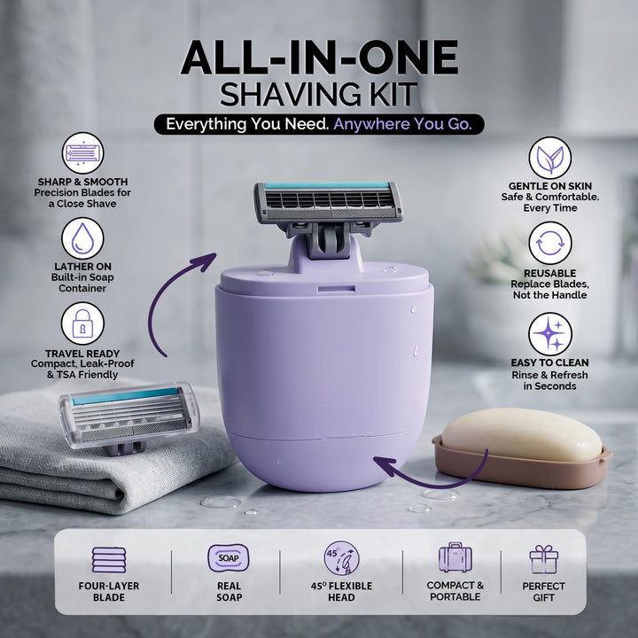 All In One Portable Women Razor with Extra Refill &amp; Soap Bar (Any Random Color) | WBM Beauty