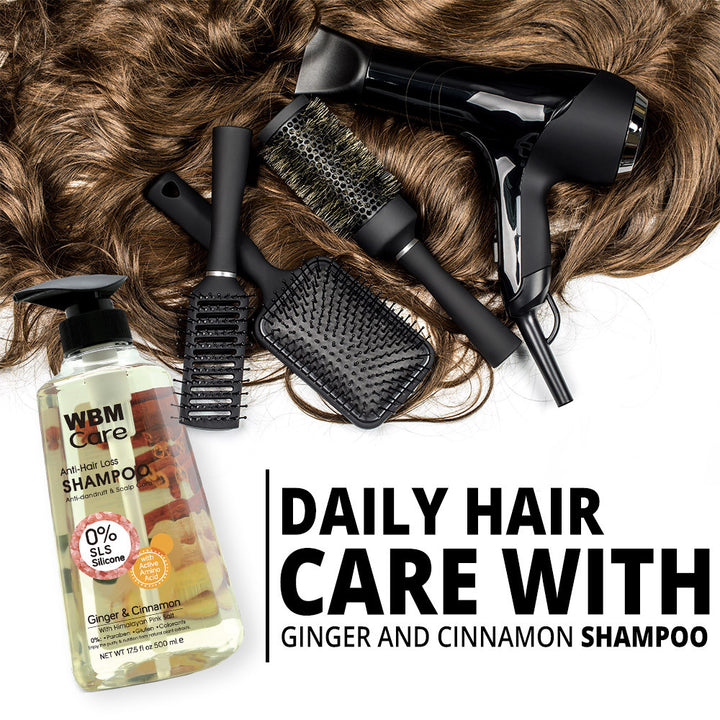 Anti-Hair Loss Shampoo with Ginger &amp; Cinnamon - 500 ml | WBM Care