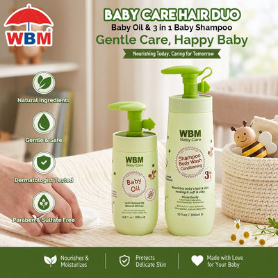 Baby Care Hair Duo | Baby Oil & 3 in 1 Baby Shampoo | WBM Baby Care