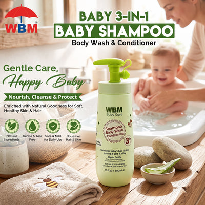 Baby 3-in-1 Baby Shampoo, Body Wash & Conditioner - 300 ml | WBM Baby Care
