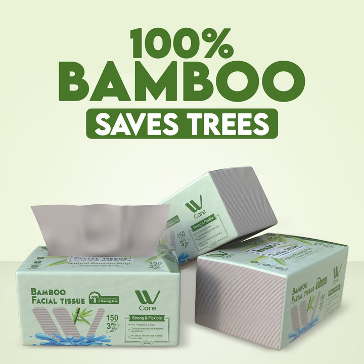 Bamboo Facial Tissues Paper 3 Ply - 150 Sheets | WBM Care