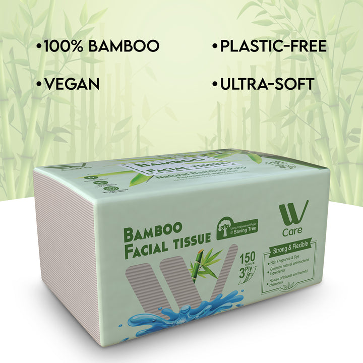 Bamboo Facial Tissues Paper 3 Ply - 150 Sheets | WBM Care