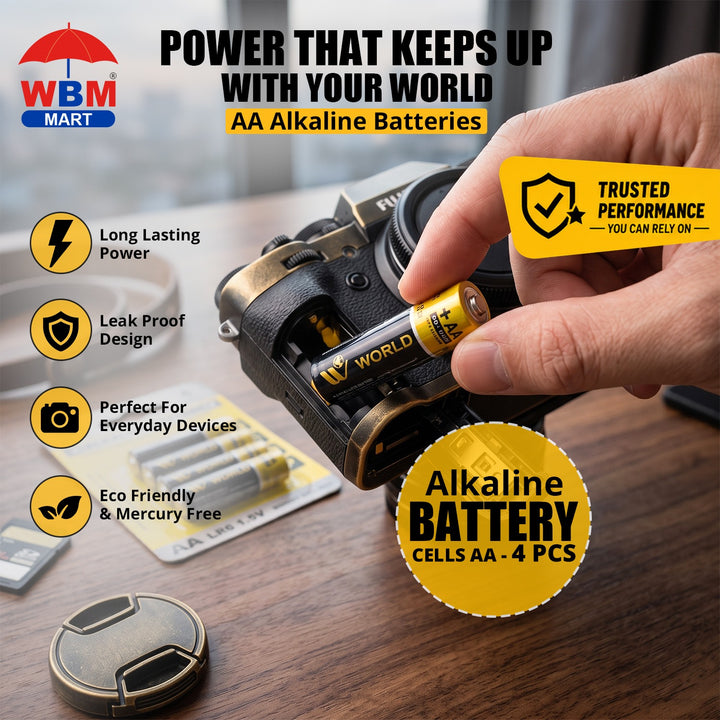 Alkaline Battery Cells AA - 4 Pcs | WBM World