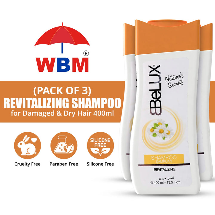 Pack of 3 | Revitalizing Shampoo for Damaged &amp; Dry Hair - 400ml | Belux