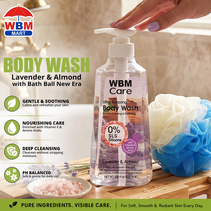 Body Wash Lavender &amp; Almond (500 ml) with Bath Ball New Era | WBM Care