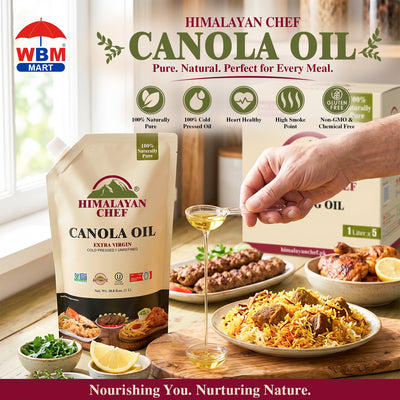 Canola Oil - 11 lbs (1x5 Ltr) | Unrefined Extra Virgin - Himalayan Chef
