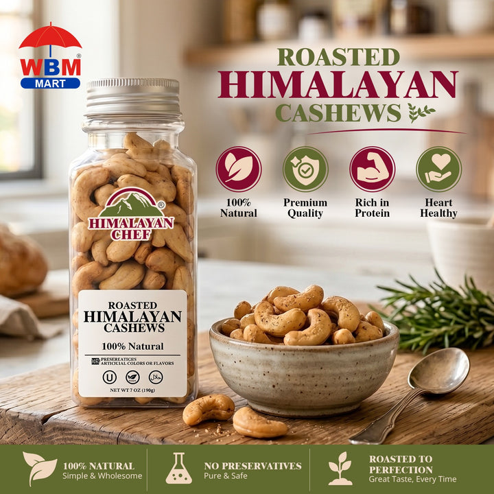 Cashew (Kaju) Roasted Square Plastic Jar - 0.43 lbs (198g) | Himalayan Chef