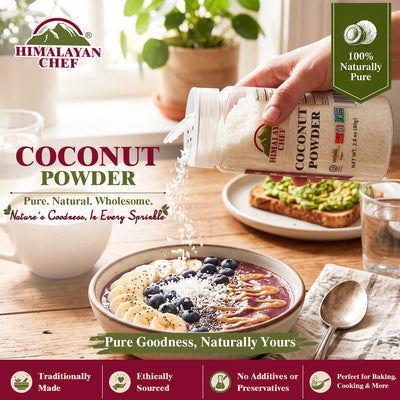Gluten Free Coconut Powder Plastic Shaker - 0.17 lbs (80g) | Himalayan Chef