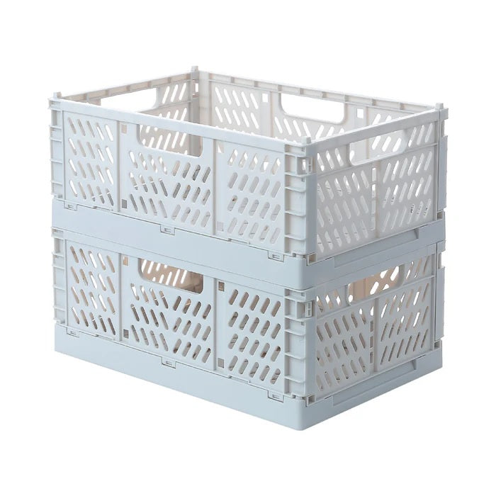 Foldable Storage Basket Set – 2 Pcs Medium Organizer Bins (Any Random Color)  | WBM MART