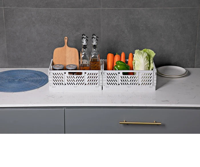Foldable Storage Basket Set – 2 Pcs Medium Organizer Bins (Any Random Color)  | WBM MART