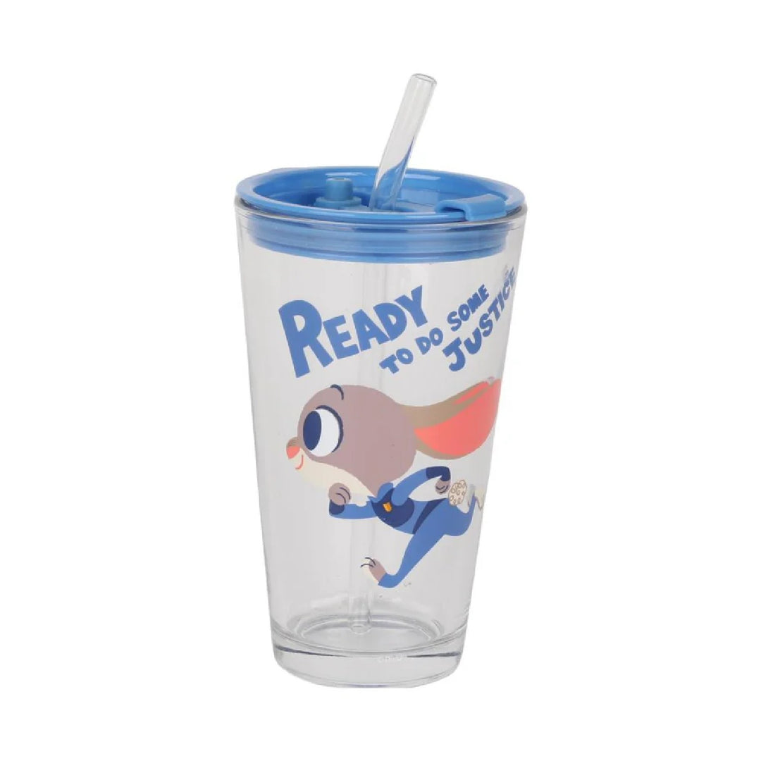 Glass Cup with Straw  Disney Zootopia Collection 430mL(Judy) | WBM MART