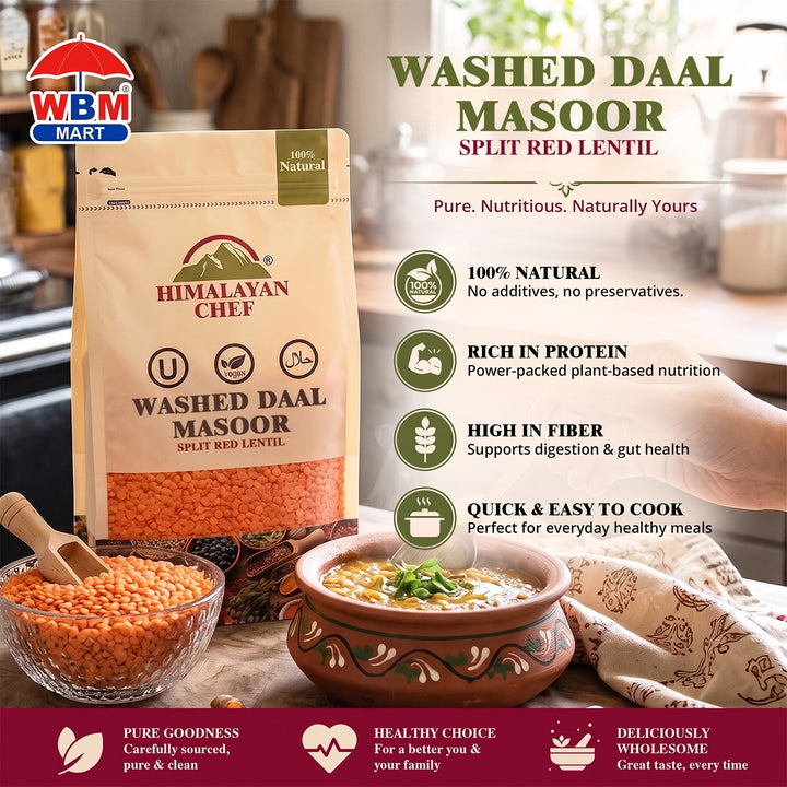 Daal Masoor Washed - 2 lbs (908g) | Himalayan Chef