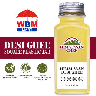 Desi Ghee Square Plastic jar - 0.66 lbs (0.3 Ltr) | Himalayan Chef