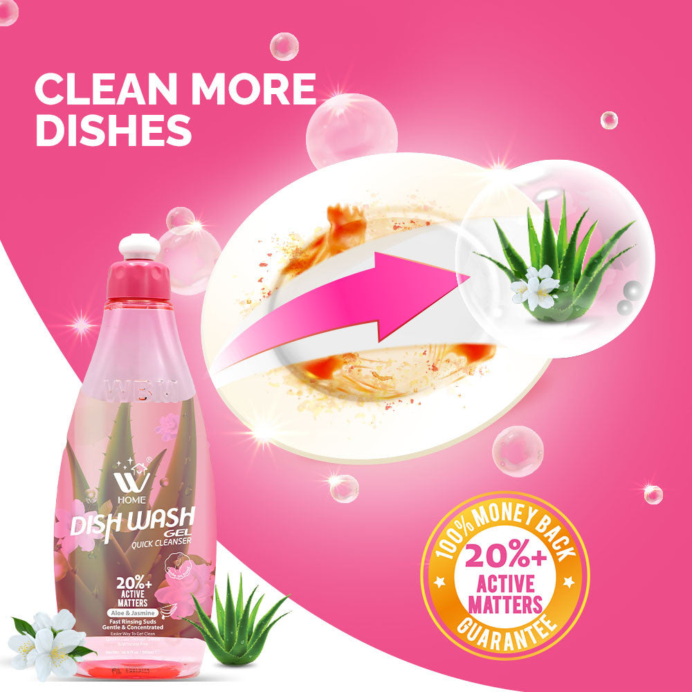 Dish Wash Gel Aloe &amp; Jasmine - 500ml | WBM Home