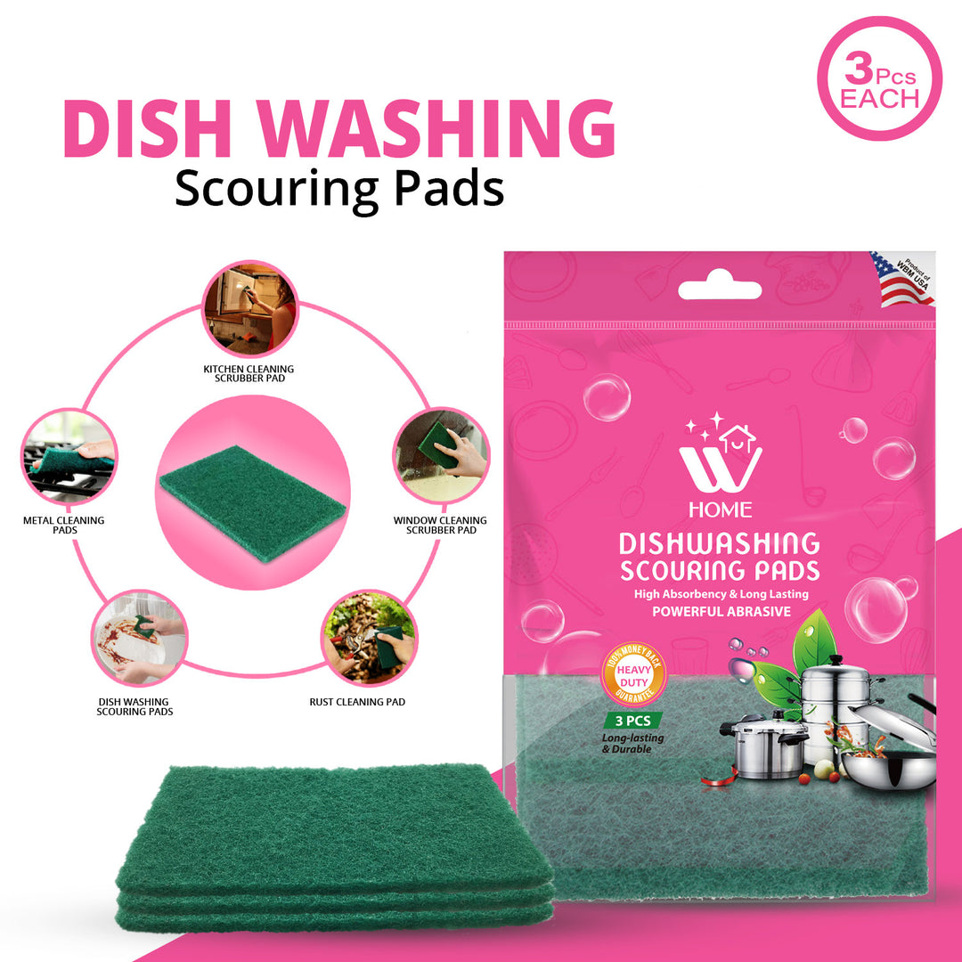 Dish Washing Scouring Pads - 3 Pcs | WBM Home