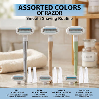 Multifunctional Women Razor with 4 Eyebrow Razor & Extra Refill (Any Random Color) | WBM Beauty