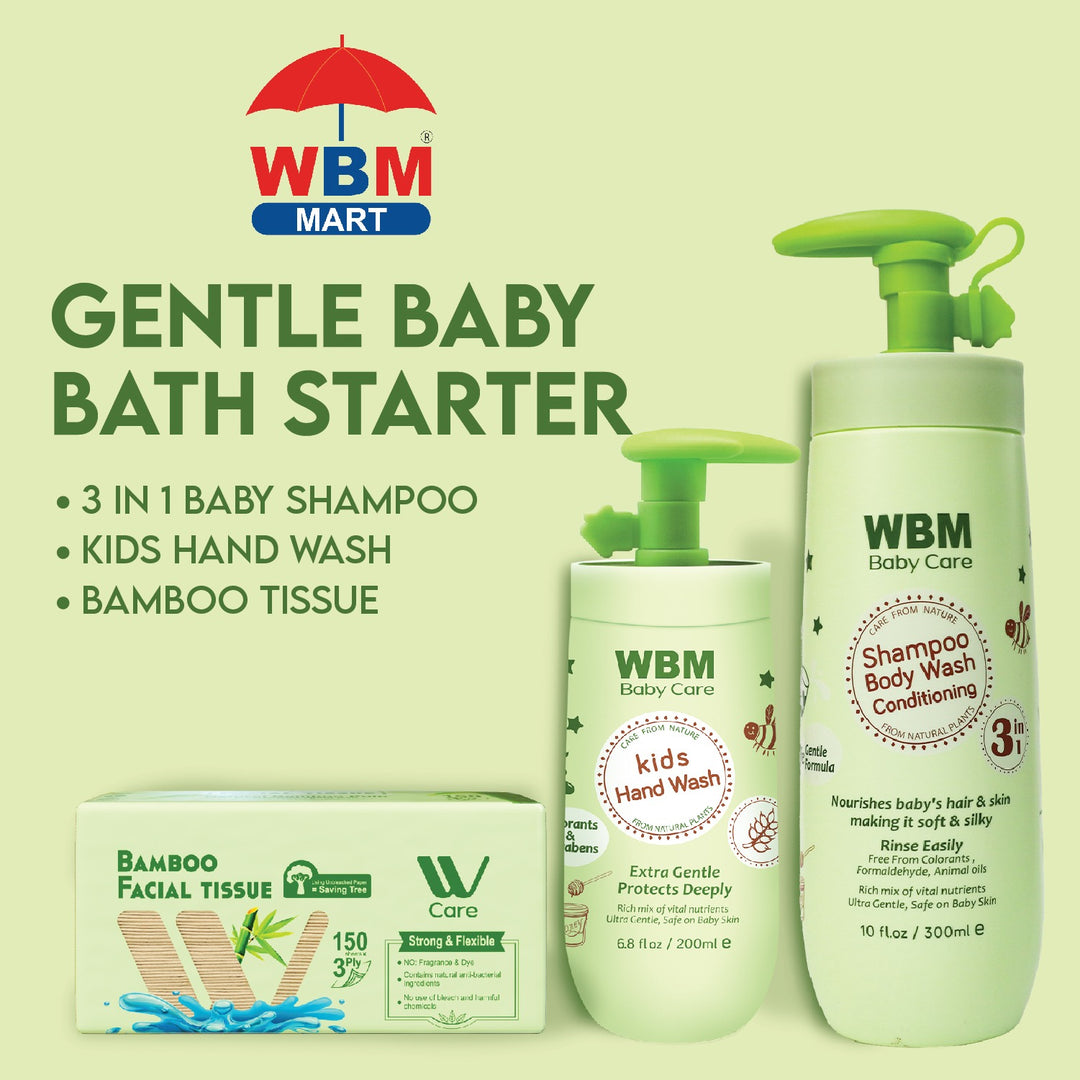 WBM Baby Bath Starter Kit – 3 in 1 Baby Wash, Hand Wash &amp; Tissue