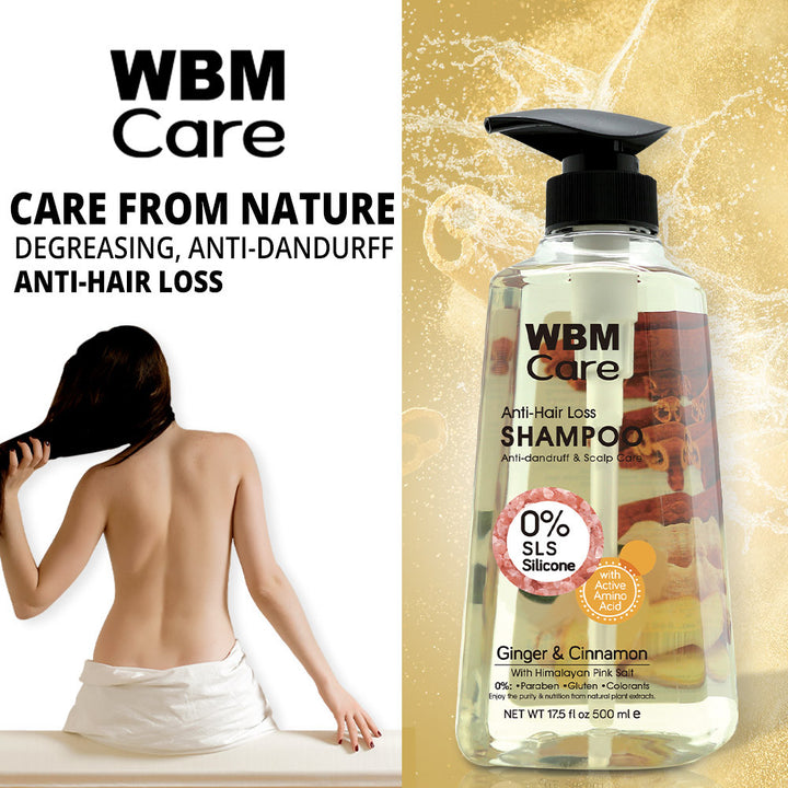Anti-Hair Loss Shampoo with Ginger &amp; Cinnamon - 500 ml | WBM Care
