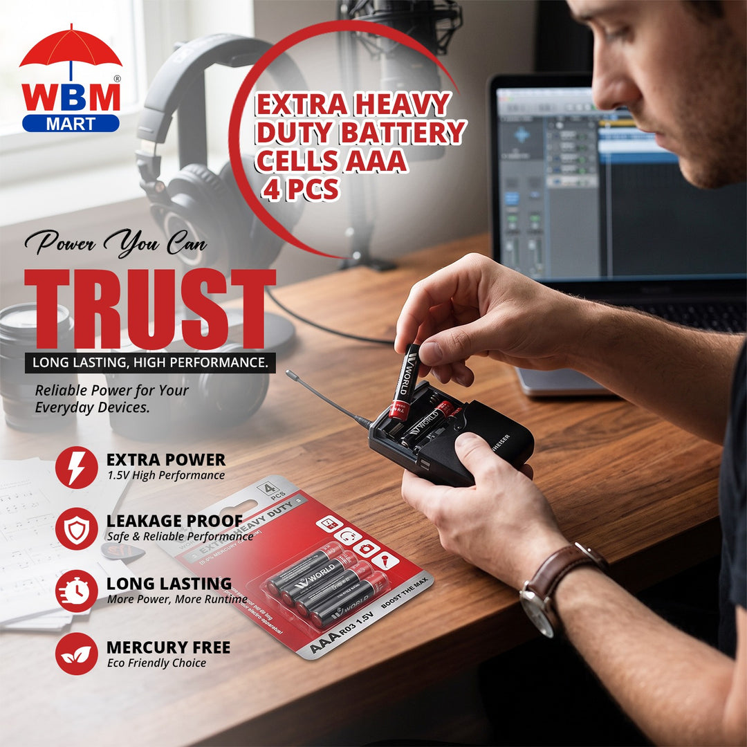 Extra Heavy Duty Battery Cells AAA | 4 Pcs | WBM World