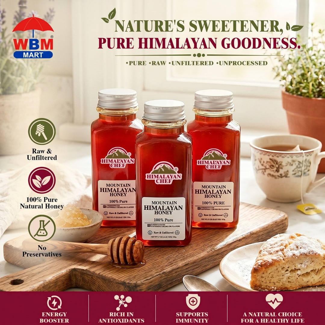(Pack of 3) 100% Pure Honey Jar - 3 lbs (1440) | Himalayan Chef