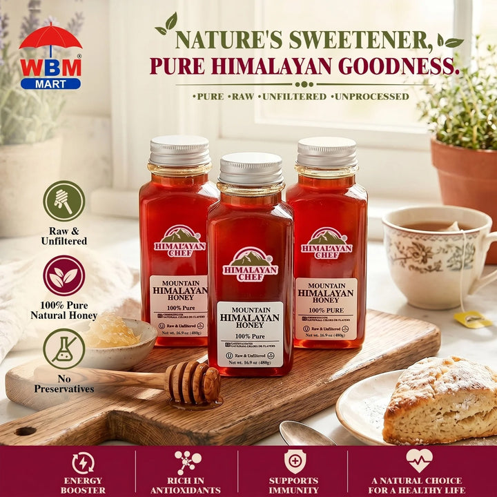 (Pack of 3) 100% Gluten Free Pure Honey Jar - 3 lbs (1440g) | Himalayan Chef