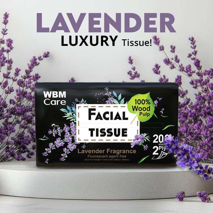 Facial Tissues Medium Lavender 2 Ply - (200 Sheets) | WBM Care