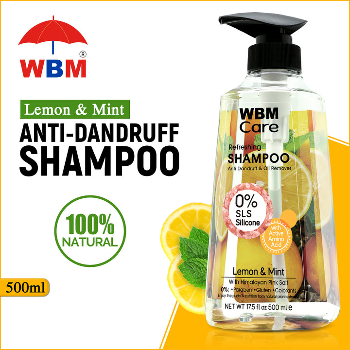 Anti-Dandruff Shampoo with Lemon &amp; Mint - 500 ml | WBM Care