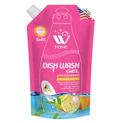 Dish Wash Gel Refill Lemon & Green Tea - 400 ml | WBM Home
